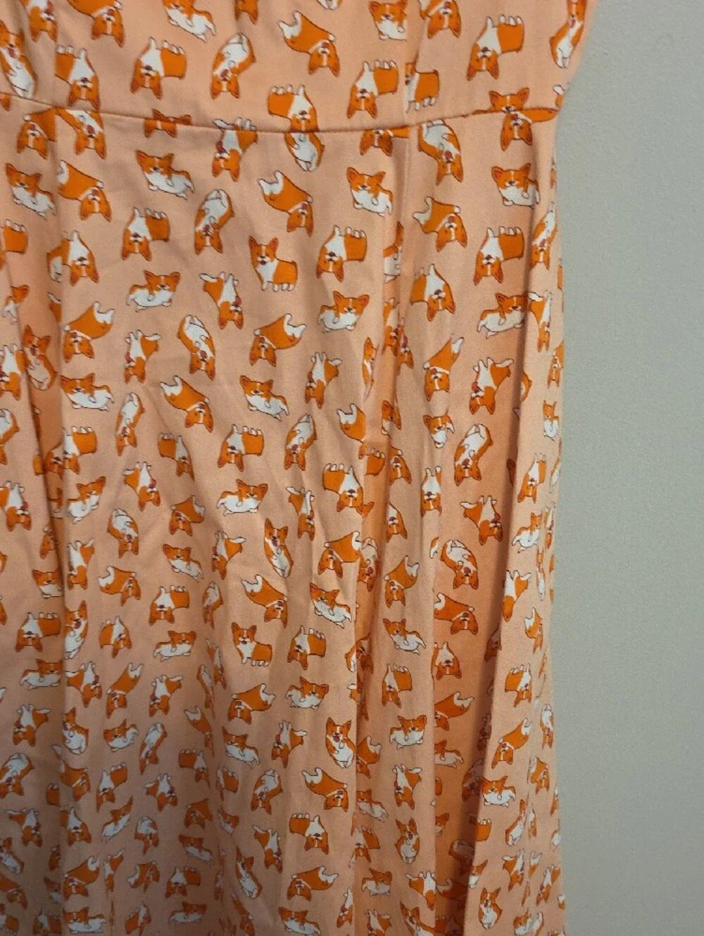 Eva Rose Sleeveless Coral Corgi Dog-Print Midi Dress Retro Pinup